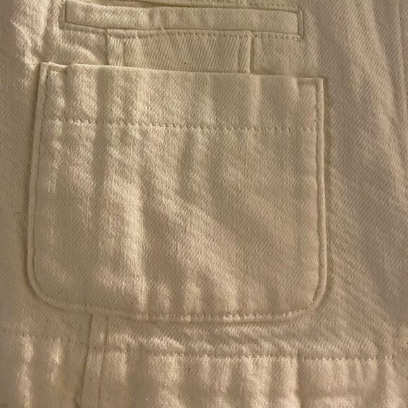 LOFT Cream Cotton Zip Up Blazer Size 8 - Picture 3 of 12